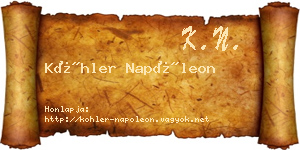Köhler Napóleon névjegykártya